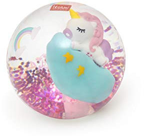 LEGAMI - Leuchtender Hüpfball, Unicorn-Thema, Leuchtender Ball, leuchtet beim Hüpfen, Glitzerdetails, Batterien enthalten, Nicht austauschbar, Durchmesser 8,3 cm, Weiß