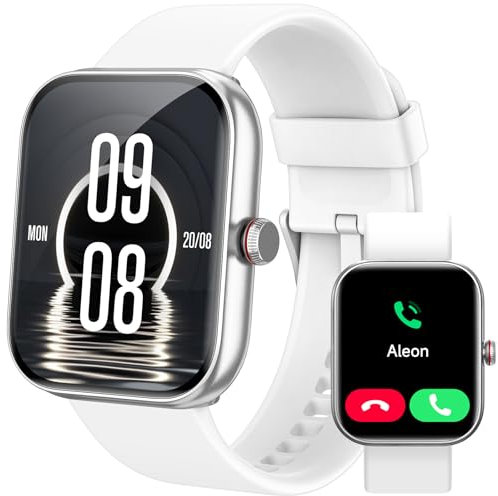 Smart Watch for Men Women, Answer/Make Calls,Smart Watches for iPhone/Samsung/Android, Alexa Built-in,Fitness Watch with Heart Rate Sleep SpO2 Monitor,IP68 Waterproof, 100+ Sports-White