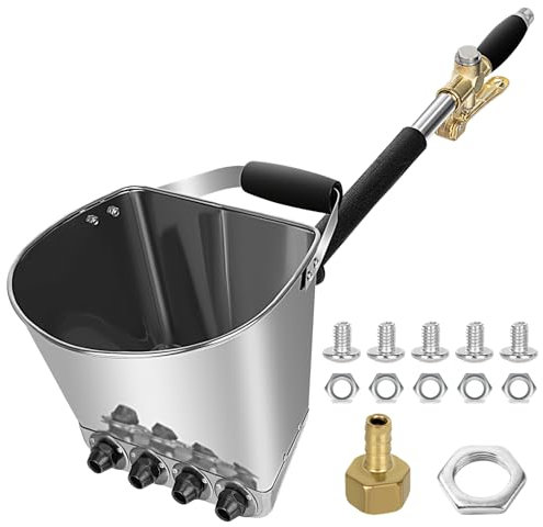 Pulvérisateur de Ciment Projecteur Mortier Pistolet à Ciment Machine à Crépir avec 4 Jets Plâtre Béton Mortier Chaux Pulvérisateur de Sablon pour Peinture Murale, Argent