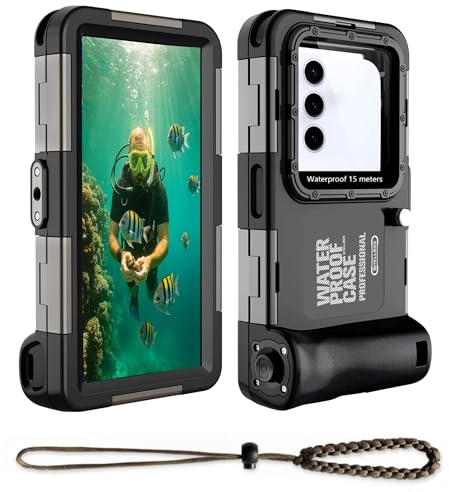 ZLIME Funda impermeable para teléfono móvil, carcasa sumergible de 15 m para smartphones de 6,9 pulgadas, fotos y vídeos HD, con trípode y correa de transporte, compatible con Samsung, Huawei, Pixel