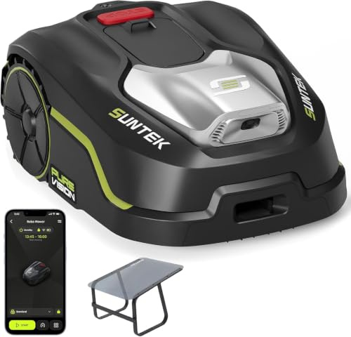 SUNTEK SRM2050 Mähroboter ohne begrenzungskabel AI Vision-Kamera mit Garage, Rasenmäher Roboter, Max 500 m², IPX5-Wasserschutz, APP Bedienbar