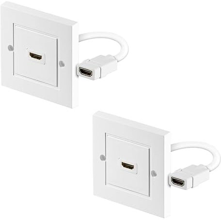 PerfectHD 2 Stück HDMI Wanddose 1 Fach Anschlussdose Buchse Unterputz Dose weiß FullHD 3D