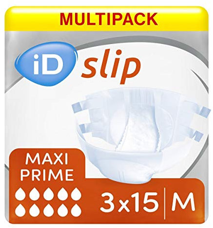 iD Expert Slip All-in-One Incontinence Briefs - Maxi Prime - Medium (3 Packs of 15)