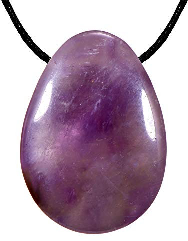 Morella Stoff Halskette 80 cm mit Edelstein Tropfen Anhänger Amethyst im Schmuckbeutel