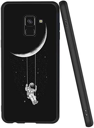 Yoedge Coque Samsung Galaxy A8 2018, Etui en Silicone avec Noir Motif Design Antichoc Housse de Protection Flim TPU Gel Case Cover Coque pour Telephone Galaxy A8 2018 5,6 Pouces, Astronaute