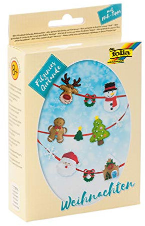 folia 52933 - Mini Filz Nähset für Kinder - Filzinies Girlande, Weihnachten - Filznähset zur Herstellung einer selbstgenähten Girlande