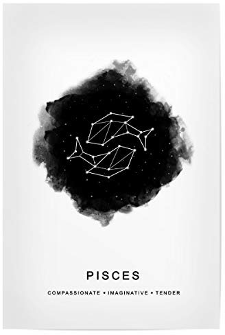 artboxONE Poster 30x20 cm Sternzeichen Abstrakt Pisces Constellation - Bild Pisces Constellation Black and White Gift