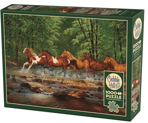 Cobble Hill 3840322 Wildpferde im Fluss, 1000 Teile Puzzle, inkl. Puzzleposter, für Erwachsene und Kinder ab 12 Jahren, Pferdepuzzle, Natur