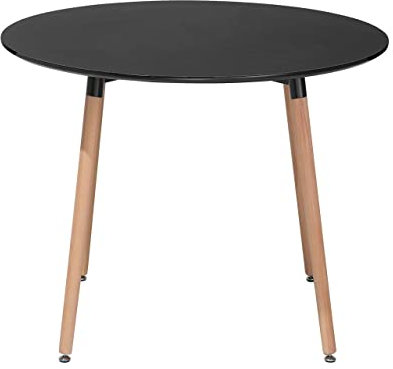 Industrieller Esszimmertisch diam. 90 cm MDF-Platte/Buchenholz schwarz Bovio