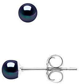 Pearls & Colors – Ohrringe mit echten Süßwasser-Zuchtperlen, Knöpfe – Schwarz Tahiti – Qualität AAA + – erhältlich in verschiedenen Größen – Silber 925 – Damenschmuck