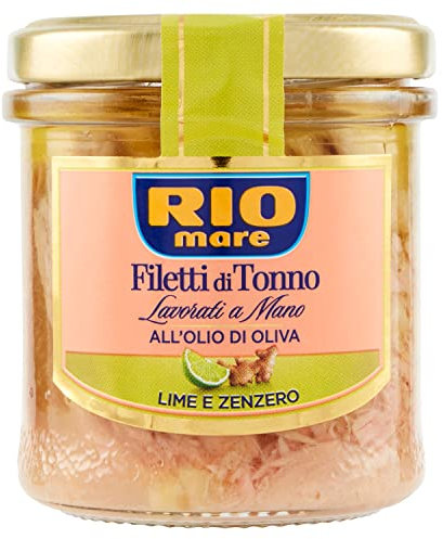 Rio Mare - Filettini di Tonno all'Olio di Oliva con Lime e Zenzero, Lavorati a Mano, 1 Vasetto da 130 gr