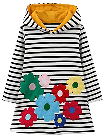 JinBei Sweats à Capuche Fille Enfant Robe Sweat-Shirt Pull à Capuche Manches Longues Coton Fantaisie Sweatshirt Hoodie Robes Automne Hiver Tunique Fille 2 3 4 5 6 7 Ans