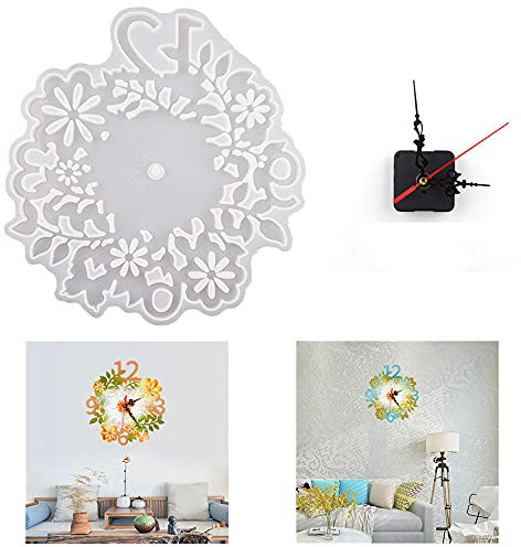Silikon-Uhr-Harz-Gussform-Set, Wanduhr, Dekoration, Epoxid-Form, Bastelwerkzeug, Wohnzimmer, hängende Ornamente, Gieß-Silikonform, Kristall-Epoxid und DIY-Polymer-Ton, Basteln, Harzformwerkzeuge