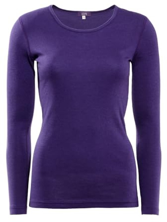 Living Crafts - Bianca | Langarm-Shirt - Bio-Qualität, atmungsaktiv, temperatur- und feuchtigkeitsausgleichend, sportlich & alltagstauglich, Winterbegleiter (, Violet)