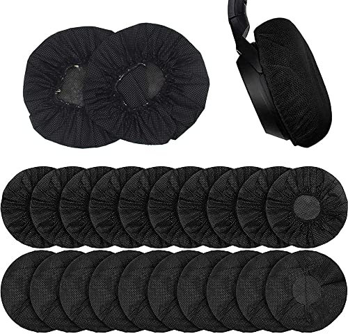 Moxamo 100 fundas para auriculares, elásticas, desechables, para la mayoría de los auriculares, con almohadillas de 8,5 a 11 cm, color negro