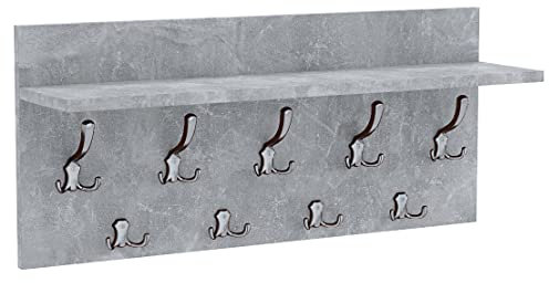AKKE Garderobenpaneel Garderobenleiste Wandgarderobe Mit Ablage Wandpaneel Garderobe PVC Verti 40x70 cm CHROM | BETON