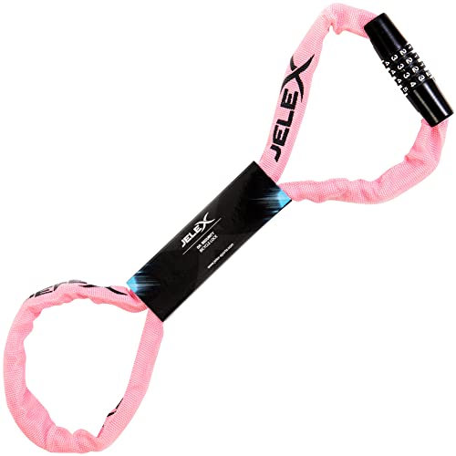 JELEX Dr.Security Fahrradschloss Anti-Diebstahl-Sicherung aus hochwertigem Stahl mit Textilmantel und 4-stelligem Zahlenschloss, personalisierbar. Für City Räder, MTB und E-Bike. Maße: 98 cm x 2,5 cm