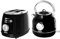Geepas Cordless Electric Kettle & 2 Slice Bread Toaster Kitchen Set – 1.7L 3000W Kettle with Temperature Display – 850W Toaster with 6 Level Browning Control - 2 Year Warranty, Black