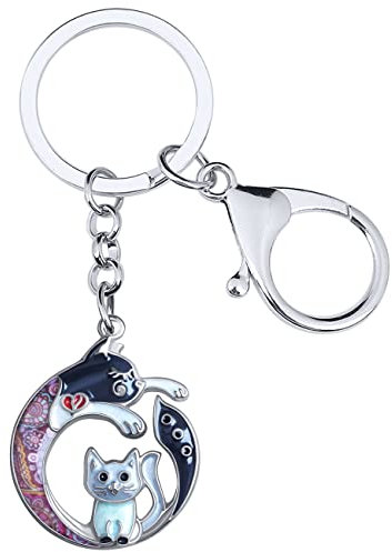 Porte-clés Chat en Alliage émaillé pour Fête des Mères Porte-clés Teckel Elephant pour Femmes Filles Bijoux Fantaisie Portefeuille Voiture Charms (Chat Noir)