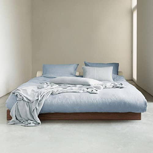 Marc O Polo Leinen Bettwäsche Valka Powder-Blue, 1 Bettbezug 155 x 220 cm + 1 Kissenbezug 80 x 80 cm