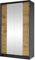 Mirjan24 Kleiderschrank Margite II mit 2 Spiegel, Kleiderstange und 5 Fächer, Schlafzimmerschrank, Flurschrank, Garderobenschrank, Dielenschrank, Schwebetürenschrank (schwarz/Artisan Eiche)
