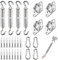 44 pcs Kit de Fixation pour Voile D'ombrage, Inoxydable Kit de Montage Fixations d'ombrage de Voile, de Fixation pour Triangle et Carré, Rectangle, du Soleil Voile D'ombrage Accessoires de Fixation