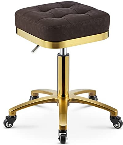 Goldener Schönheitshocker Rollhocker Auf Rädern, Höhenverstellbarer Drehhocker Friseurhocker Mit Goldener Stuhlstange Für Küche, Salon, Bar, Büro, Massage, Klinik
