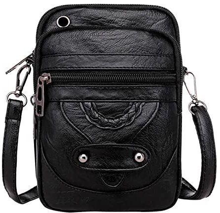 Générique Petit Sac Téléphone Portable Femme Portefeuille - Oxford Tissu Pochette Bandoulière avec Prise Casque - Sacoche pour Téléphone 7'' X9 Noir