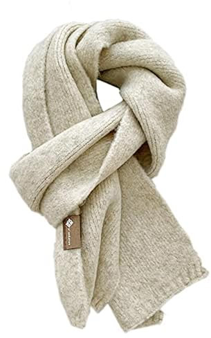 Duories Damen & Herren Gestrickter Schal - Weiche, Warme Woll Langschal für Winter, Grau-weiß