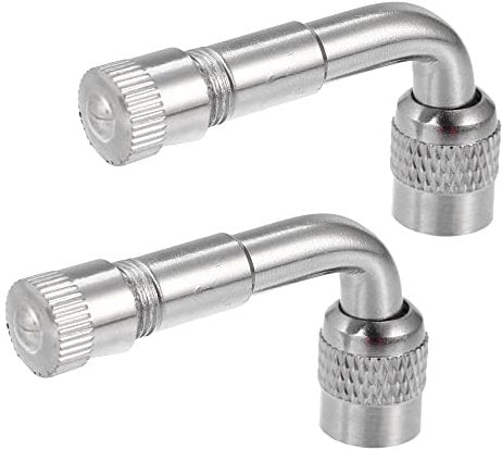 X AUTOHAUX 2Pcs Copper Nickel Plated Tyre Valve Extension Adaptor 90 Degrees