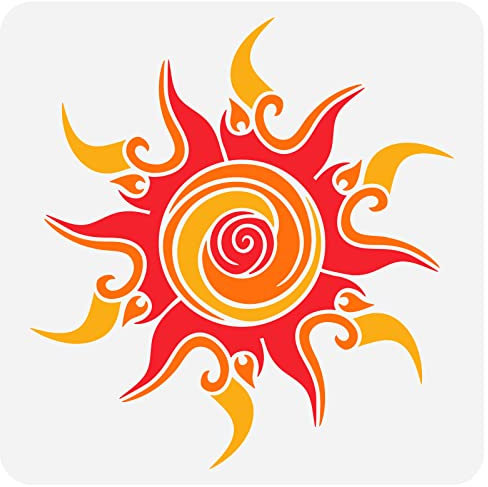 FINGERINSPIRE Ausgefallene Sonnen Malschablone 30x30cm PET Aushöhlen Sonnen Malschablone Große Spirale Sonne DIY Bastelschablone Vorlage Zum Malen Auf Holzschildern, Mauer, Fliesen, Segeltuch, Möbel