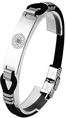 KBNSUIAN Stilvolle Sri Yantra Layered Silikon Armband, Spirituelle heilige Geometrie Shri Yantra Chakra Armreif mit Schnalle Hindu Schmuck Geschenke, 8.26 Zoll