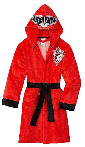 Power Rangers Kleiner / großer Jungen-Bademantel aus Plüsch-Fleece, Red Ranger Dino Fury, 10