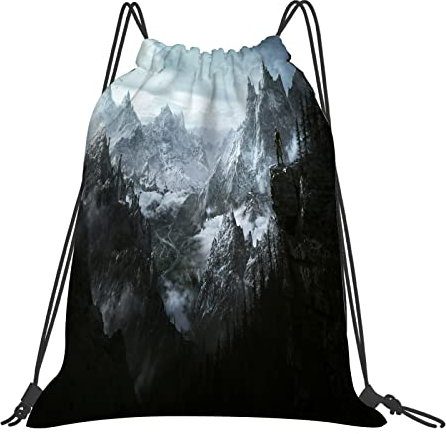 DELURA Wasserdicht Turnbeutel mit Kordelzug,Reich des Drachenbluts Skyrim Bethesda, Kordelzug Rucksack Sportbeutel Sporttasche für Damen Herren