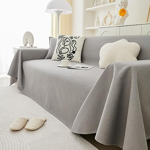 Daesar Überzug Sofa 3 Sitzer, Sofabezug Ecksofa 190x300CM Hellgrau Couch Überzug Katzenfest Sofaüberwurf Polyester