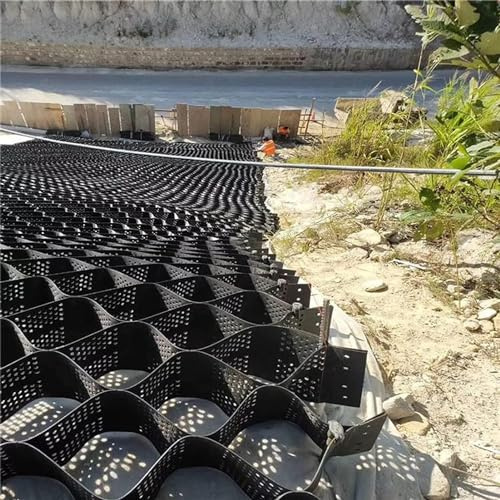 ELzEy Ground Geo Grid - Black Scalable Foldable Gravel Geocell Garden Yard, for Subgrade Work Mud Prevention Garage Driveway Yard (Size : 10m x 6m (33ft x 19.5ft))