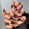 JUSTOTRY 24 Stück Schwarz French Mandel Nägel Zum Aufkleben Lang Motiv,Pink Stiletto Press on Nails,Glossy Oval Künstliche Nägel,Pretty Fingernägel Fake Nails Long für Frauen