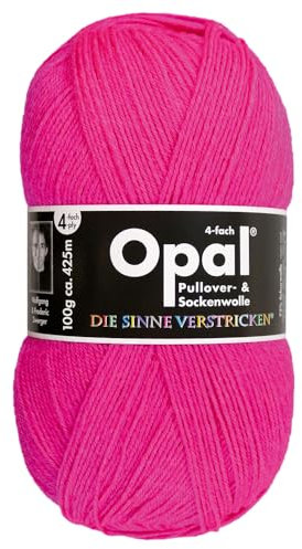 Frida's Wollhaus Opal 100 g Uni 4-fach Sockengarn Strümpfe Stricken filzfrei Wolle 35 Farben (2010 | Neon-Pink)