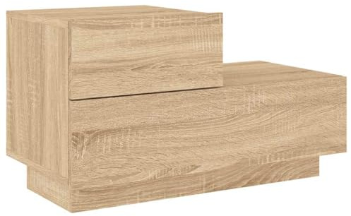 vidaXL Nachttisch mit LED-Leuchten Sonoma-Eiche 70x36x40,5 cm