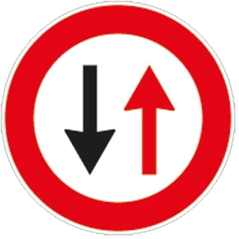 GLOBAL CARTELLO IN LAMIERA SCATOLATA DISCO diametro 60 cm - DARE PRECEDENZA NEI SENSI UNICI ALTERNAT - SEGNALE CATARIFRAGENTE CON CAVALLETTO (Solo Cartello)