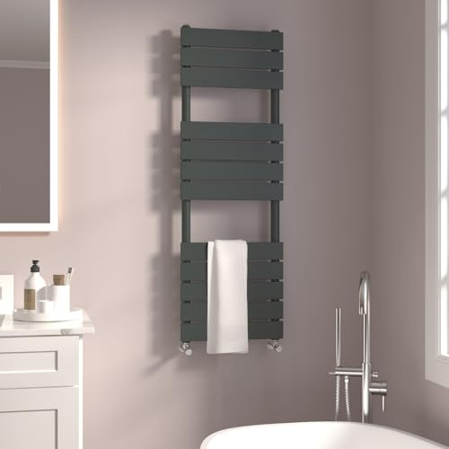 GY Bath Bathroom Radiator Anthracite 1200x450mm Flat Panel Towel Rail Designer Modern Central Heating Rads