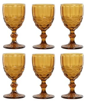 Home ESPRIT Set de Copas Ambar Cristal 240 ml (6 Unidades)