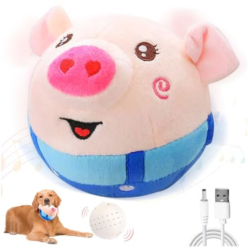 TOGETDREAM Active Moving Pet Plush Toy Interactive Electronic Talking Dog Toy Shake Bounce Boredom Toys Washable Cartoon Pig Dancing Ball for Dogs Pets Cats