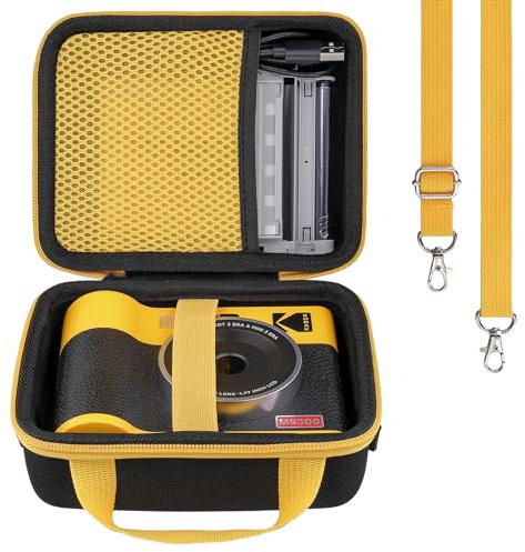 Khanka Hard Travel Case Replacement for Kodak Mini Shot 3 ERA/Mini 3 ERA/Mini Shot 3 Retro Instant Camera and Photo Printer,Case Only (Black,Yellow Zipper)
