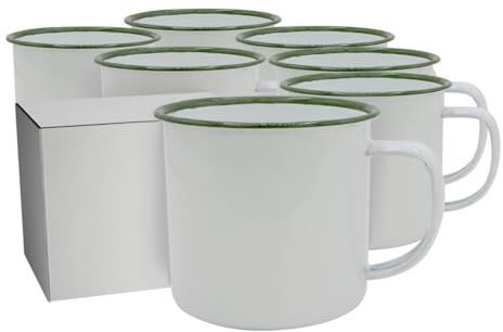 PixColor - Pack 12 Tazas para sublimación de metal con asa | Borde de color verde | 350 ml de capacidad | Calidad AA | Caja individual con cada taza | By Club Náutico