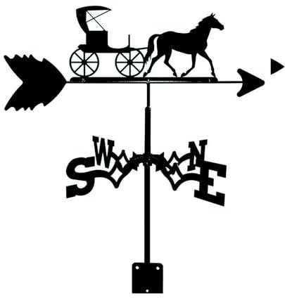 Metall-Wetterfahne für den Außenbereich, Edelstahl, Windfahne für Hof, Hof, Kutsche, Windrichtungsanzeige, Messwerkzeug für Bauernhof, Garten, Pavillon, Dekorationen (A)