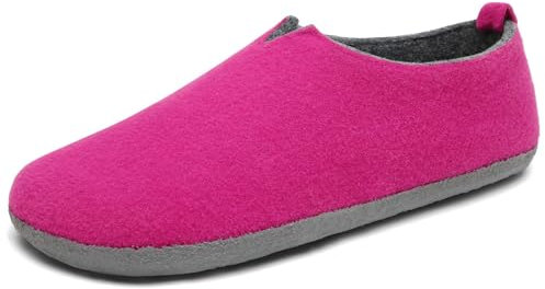 Mishansha Chaussons Femme Hiver Pantoufles Feutre Confort Chaussons en Feutre Maison Antidérapant Slippers Semelles en Latex Rose,Gr.41