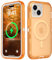 Follaroma for iPhone 15 Plus Case, Compatible with MagSafe, Dual Layer Transparent Magnetic Phone Cases, Heavy Duty Shockproof and Anti-Drop Protective Cover for iPhone 15 Plus, 6.7'', Orange