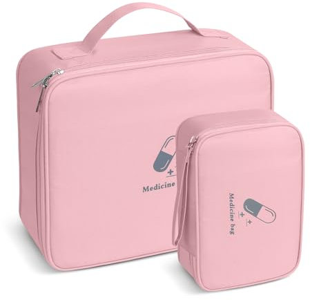 AiQInu Trousse de Secours Vide, 2 Pièces Étanche Sac de Médecine Portable, Trousse de Médecine Sac d'urgence de Grande Capacité, Sac de Rangement de Médicaments pour Maison, Bureau, Voyages