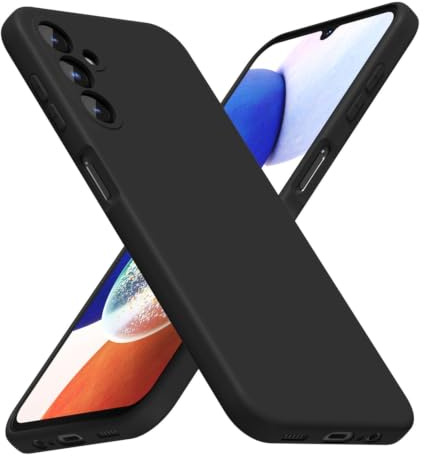 LoeoeL for Samsung Galaxy A14 5G Phone Case Silicone, Minimalist Ultra Thin Slim Soft Rubber Gel Solid Color Matte TPU Cute Case for Women Men, Girly Plain Aesthetic Design & Camera Cover, Black